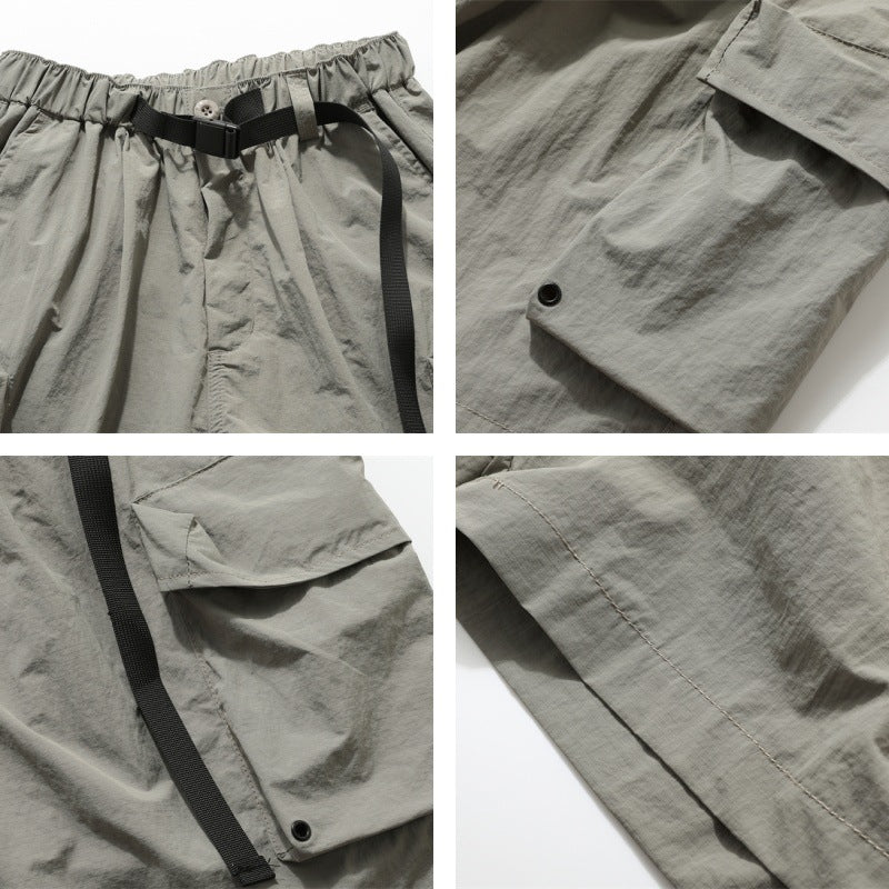 Multi-Pocket Wide Leg Cargo Half Pants WN26812