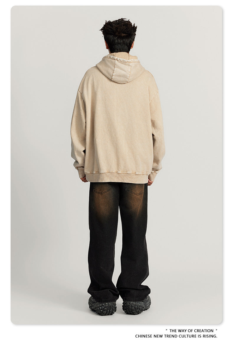 Washed Oversize Skateboard Print Hoodie WN7819