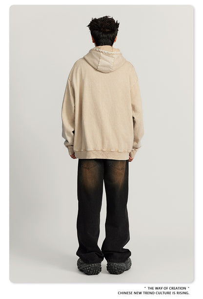 Washed Oversize Skateboard Print Hoodie WN7819