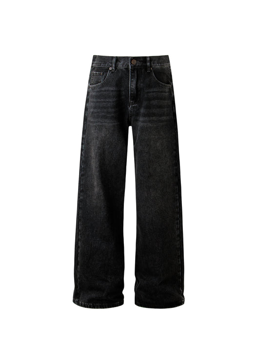 Heavyweight Washed Wide Leg Denim Jeans WN26192