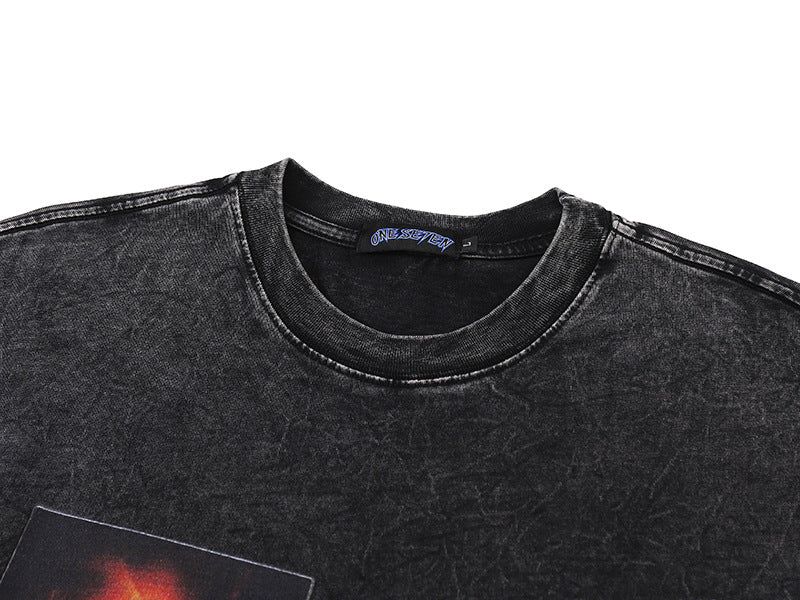 Portrait Design Washed Oversize Short Sleeve T-Shirt WN18591