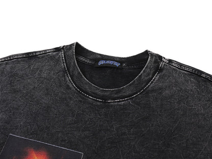 Portrait Design Washed Oversize Short Sleeve T-Shirt WN18591