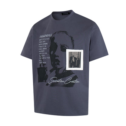 Portrait Letter Print Short Sleeve T-Shirt WN25459