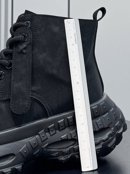 Suede Stitch Detail Chunky Sole Short Boots WN24614