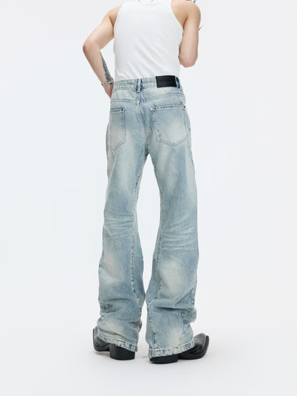 Gradient Wash Whisker High-Waist Wide Leg Denim Jeans WN27005