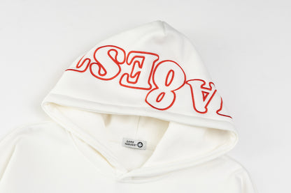 Letter Embroidery Fleece Lining Oversize Pullover Hoodie WN15036