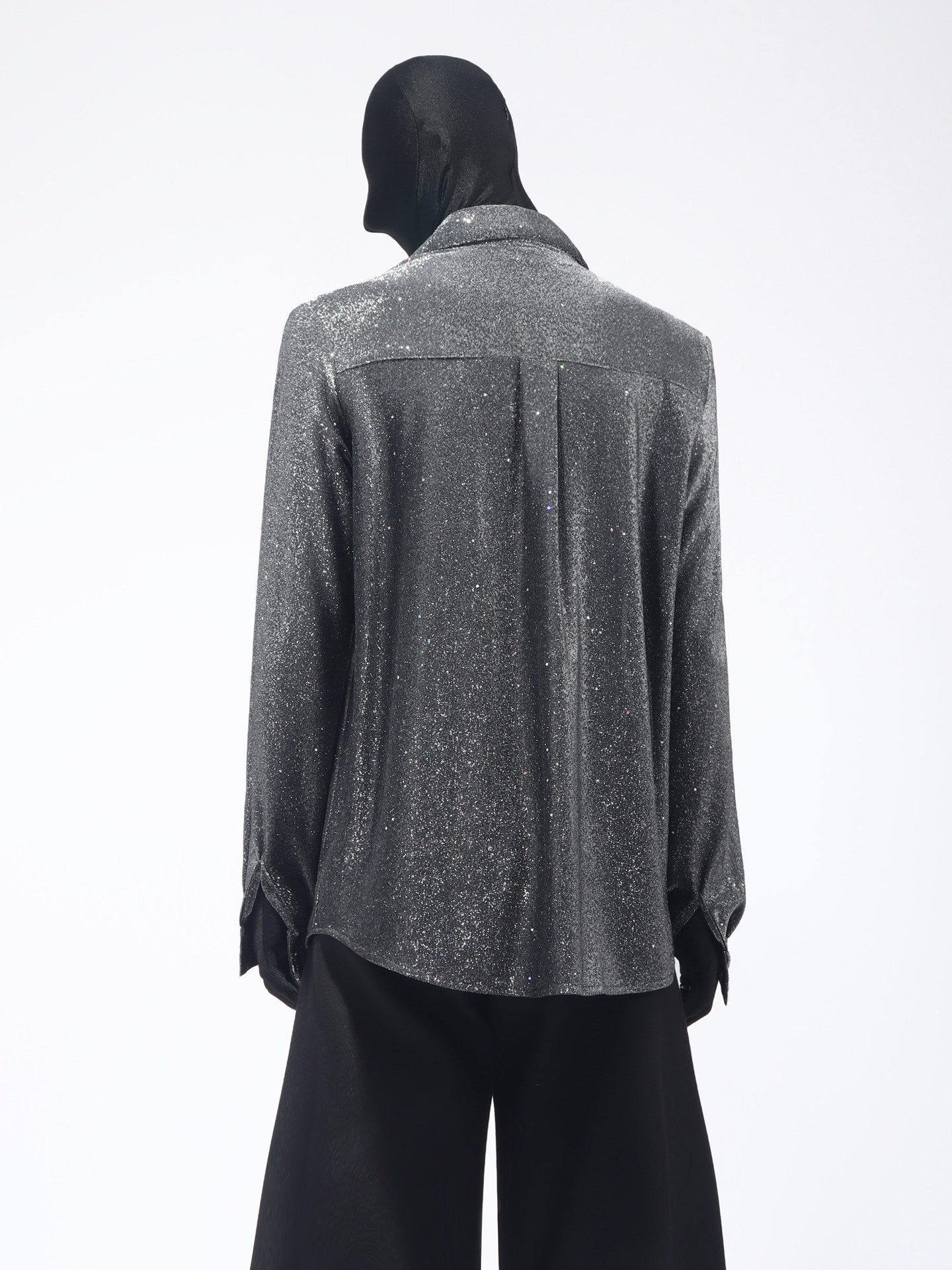 Glitter Texture Long Sleeve Shirt WN23698