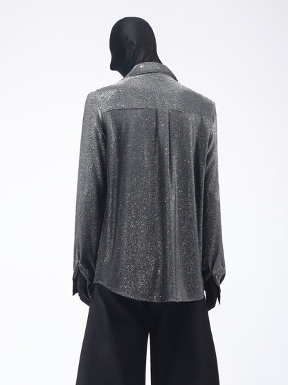 Glitter Texture Long Sleeve Shirt WN23698