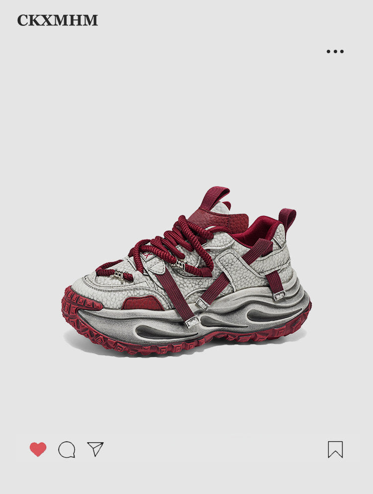 Washed Finish Platform Chunky Sneakers WN23361