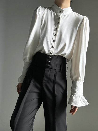 High-Waist Belted Flare Trousers WN23124