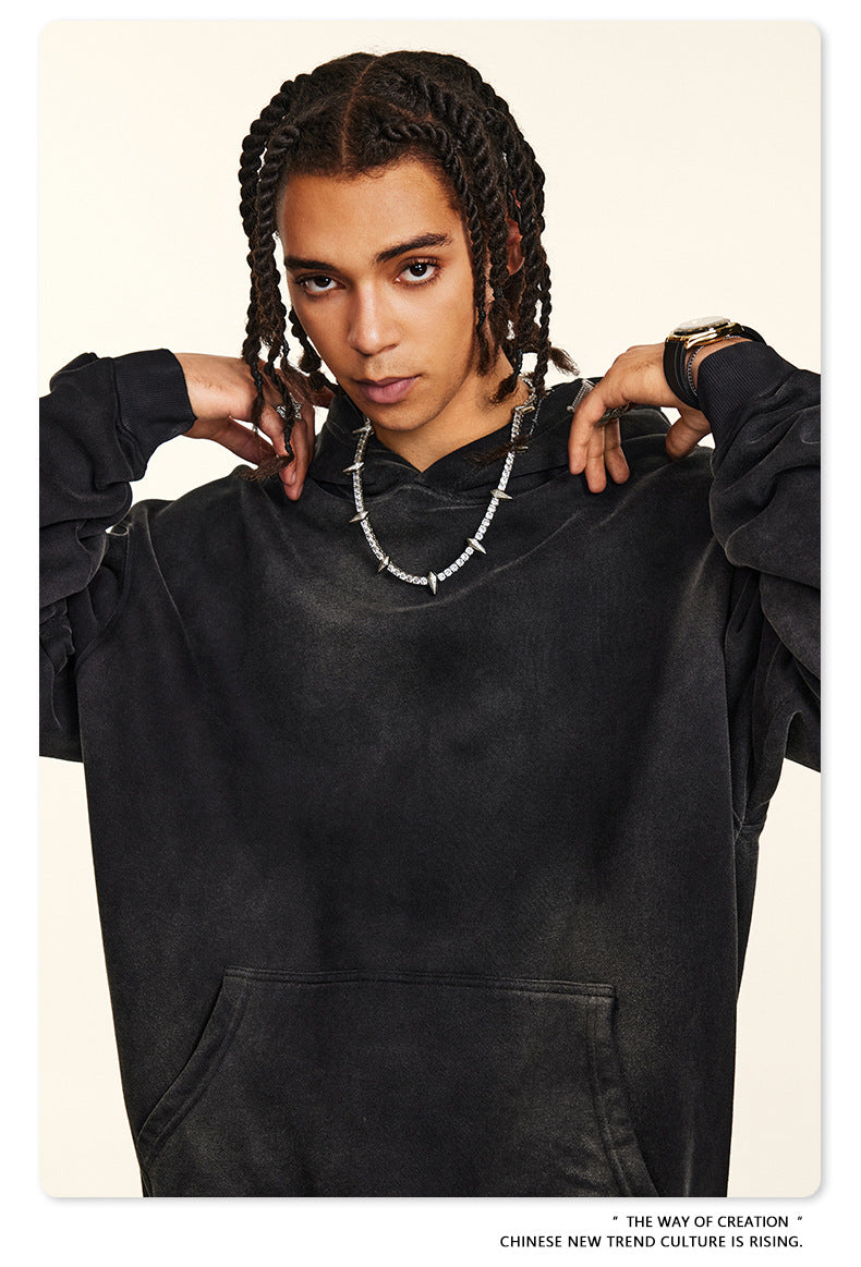 Oversize Fleece Lining Washed Pullover Hoodie WN9924