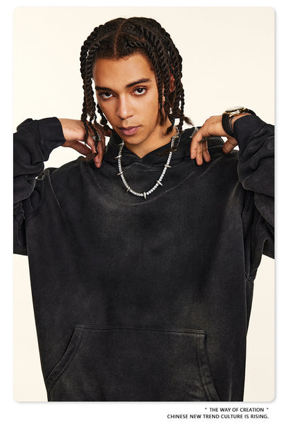 Oversize Fleece Lining Washed Pullover Hoodie WN9924