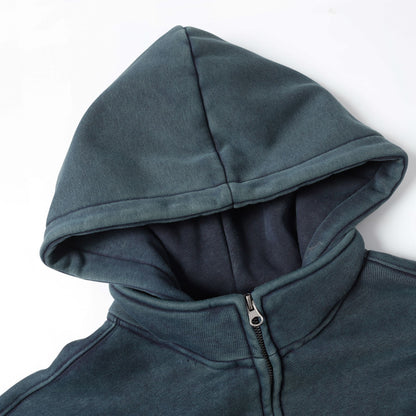 Washed Fleece-Lined Zipper Hoodie WN12652