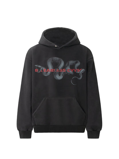 Snake Graphic Letter Print Washed Hoodie WN26220