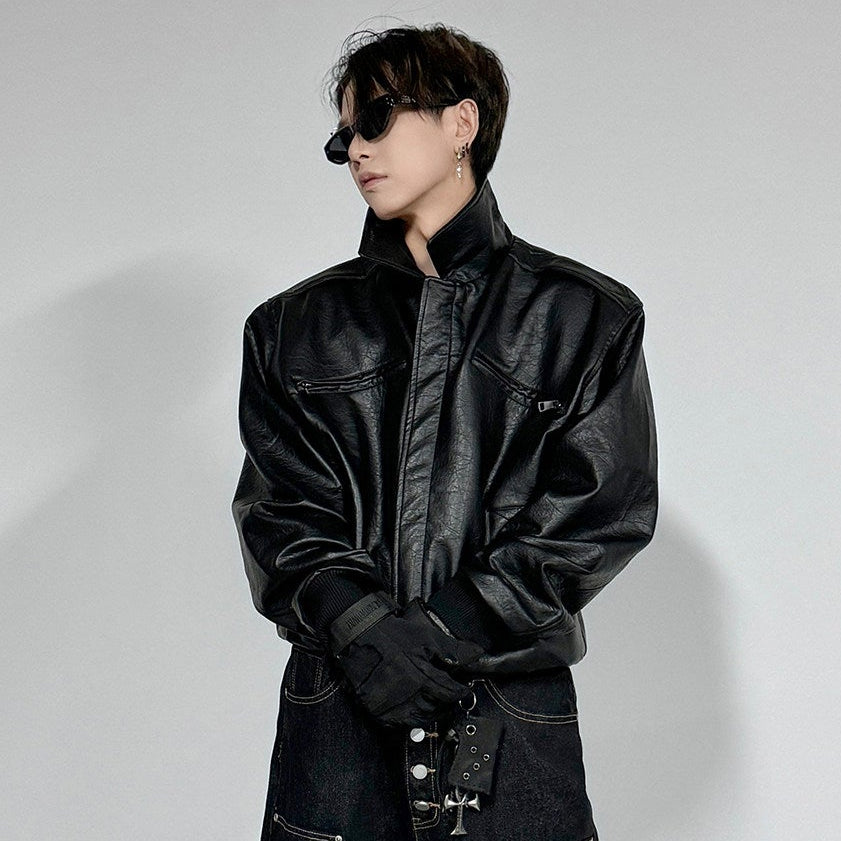 Aged High-End PU Leather Jacket WN22941