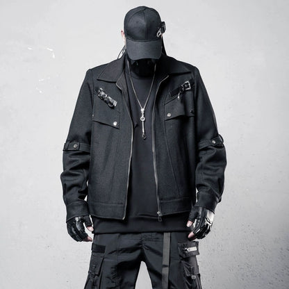 Deconstruct Strap Zipper Short Jacket WN22415