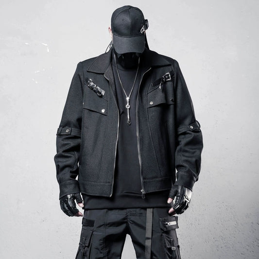 Deconstruct Strap Zipper Short Jacket WN22415