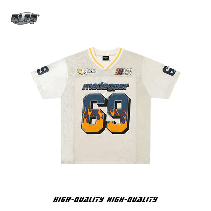Number Print Flame Graphic Short Sleeve T-Shirt WN26514