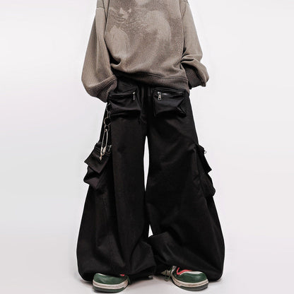 Curved Cut Wide Leg Cargo Pants WN23978