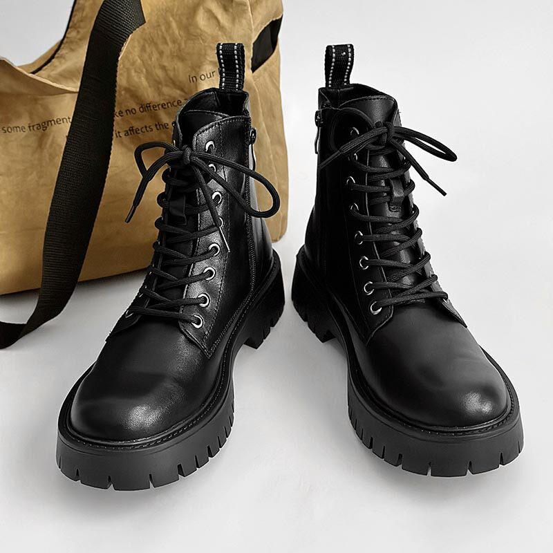 Chunky Platform 8-Eye Lace-Up Zipper Boots WN24533