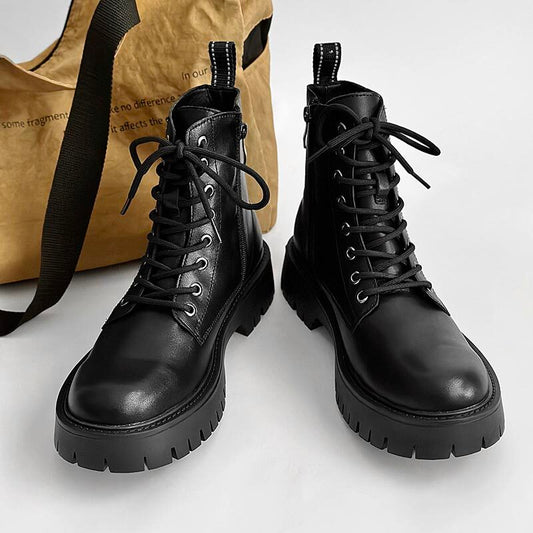 Chunky Platform 8-Eye Lace-Up Zipper Boots WN24533