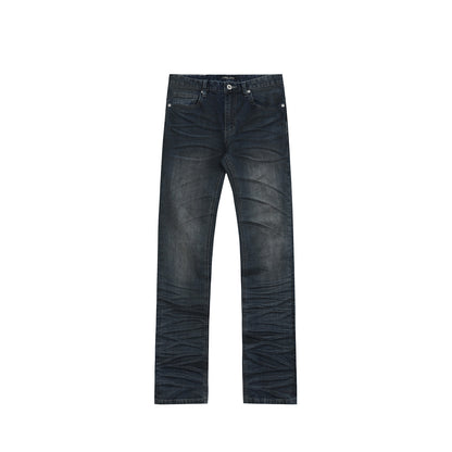 Washed Whisker Straight Denim Jeans WN27223