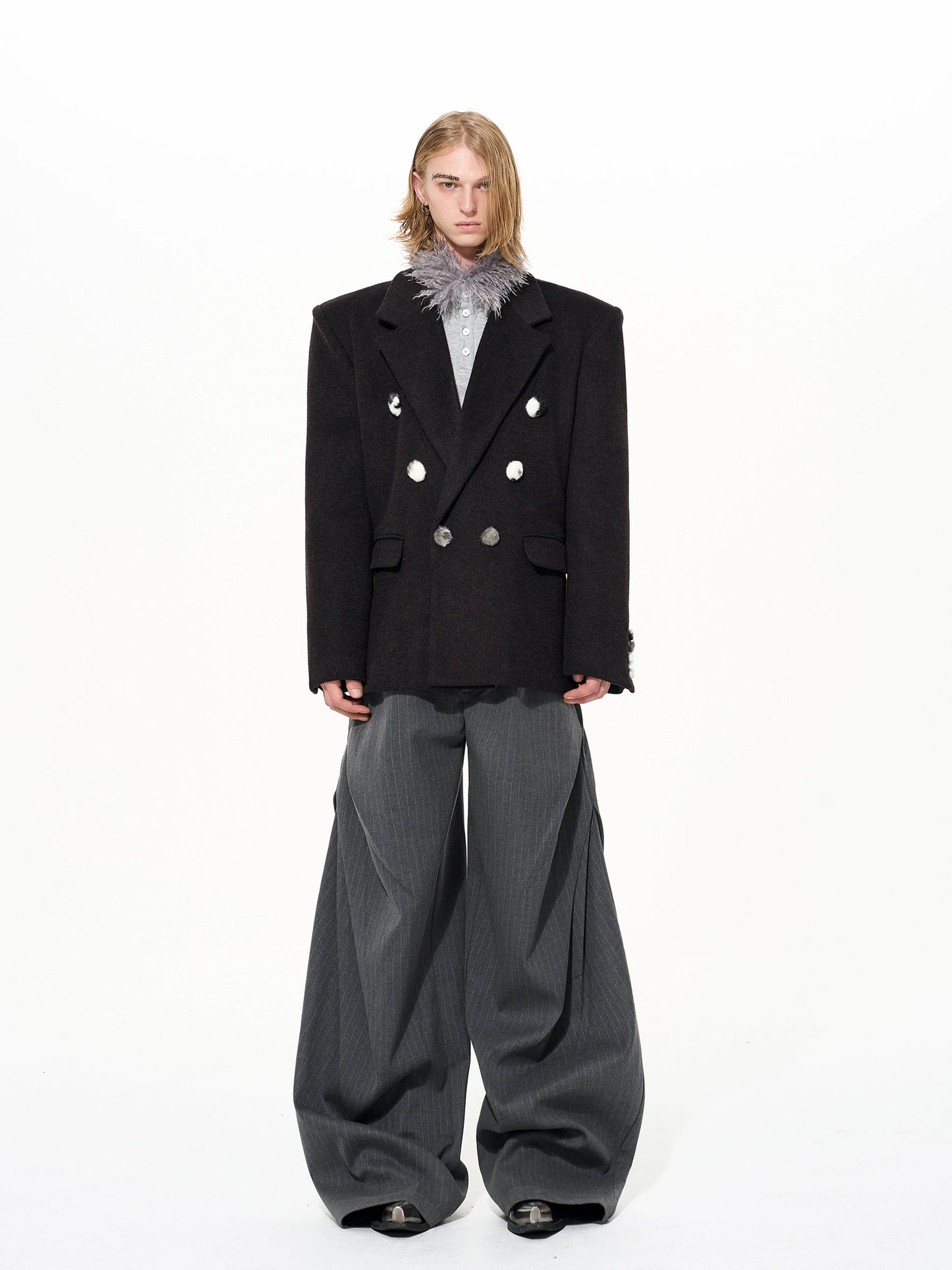 Double-Breasted Shoulder Pad Tailored Jacket WN22655