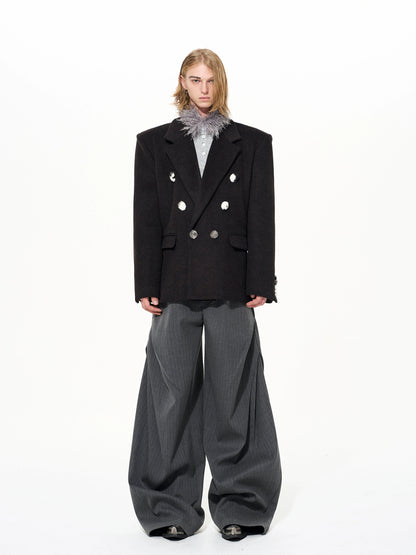 Double-Breasted Shoulder Pad Tailored Jacket WN22655