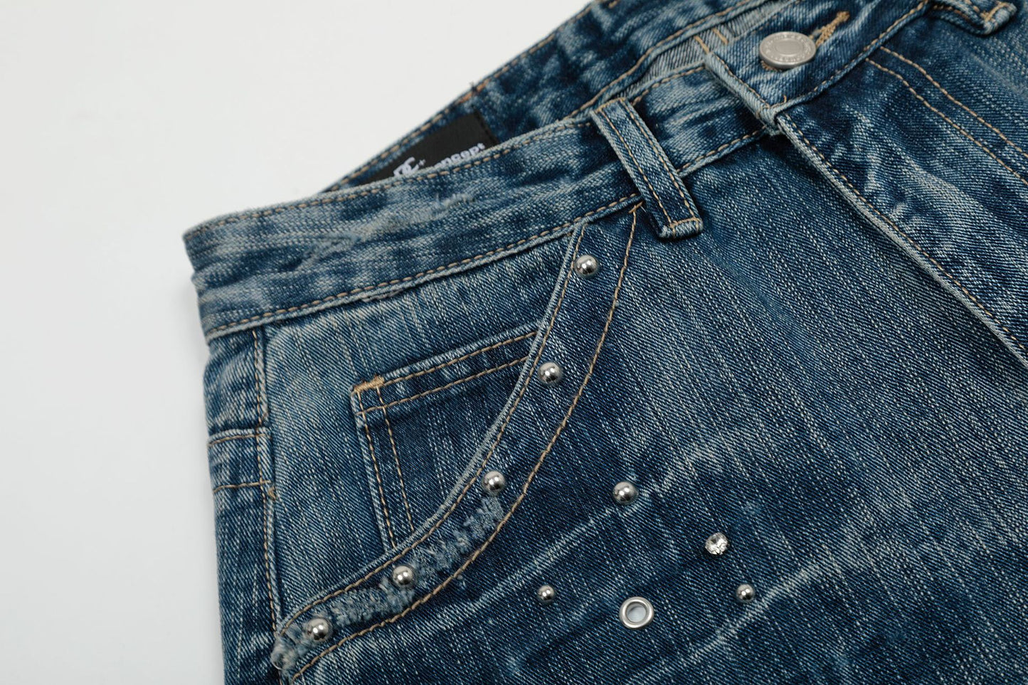 Washed Wide Leg Denim Jeans WN15513