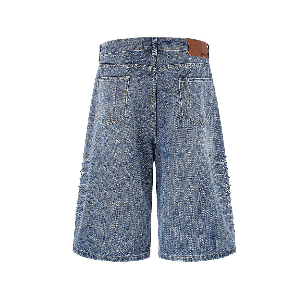 Embroidery Bead Wide Leg Short Denim Pants WN25628