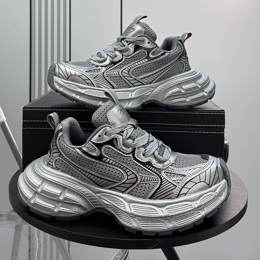 Mesh Panel Platform Chunky Sole Sneakers WN24700