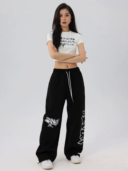 Graphic Letter Design Wide Leg SSweatpants WN17202