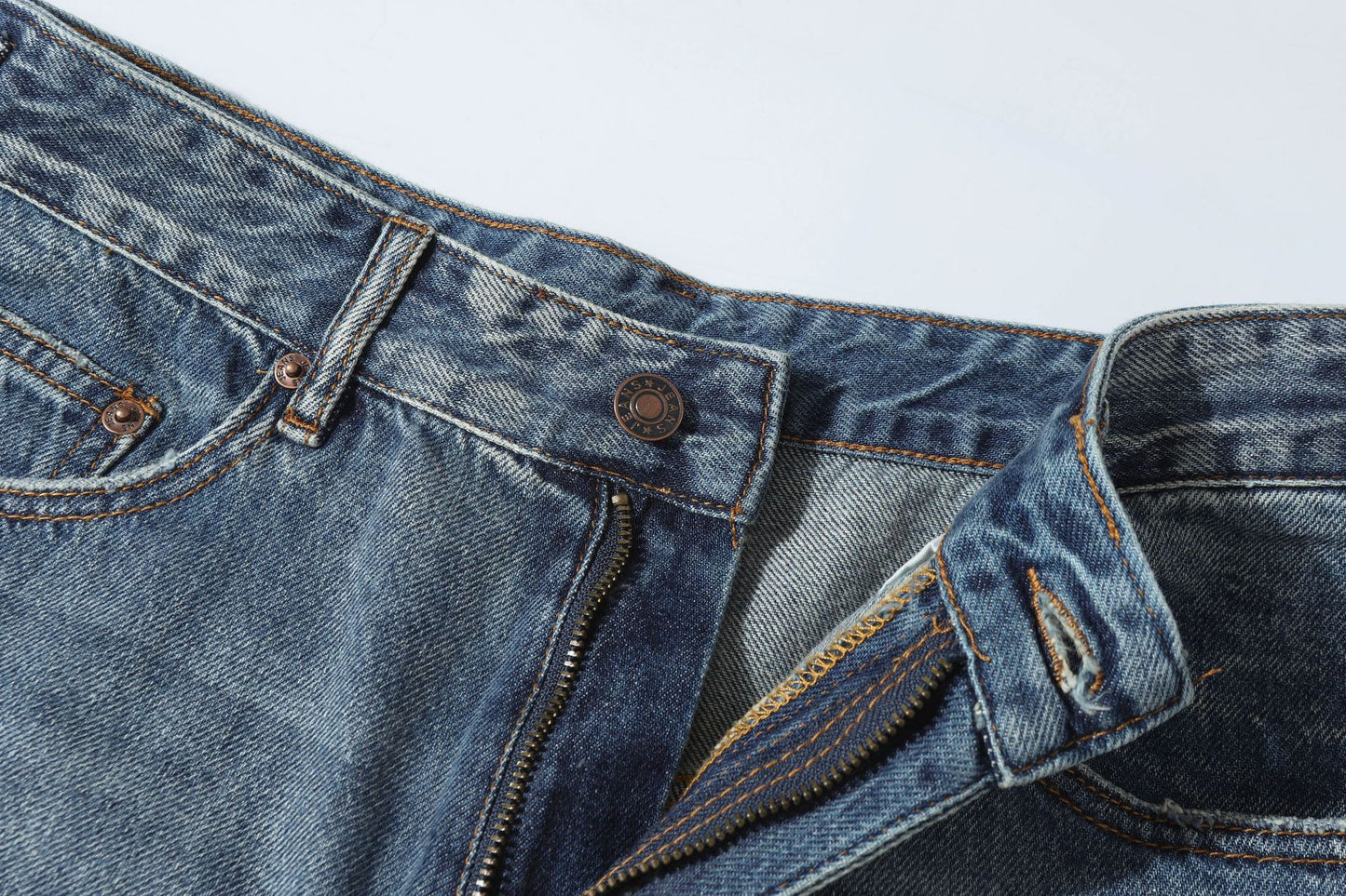 Washed Damage Denim Half Jeans WN26149
