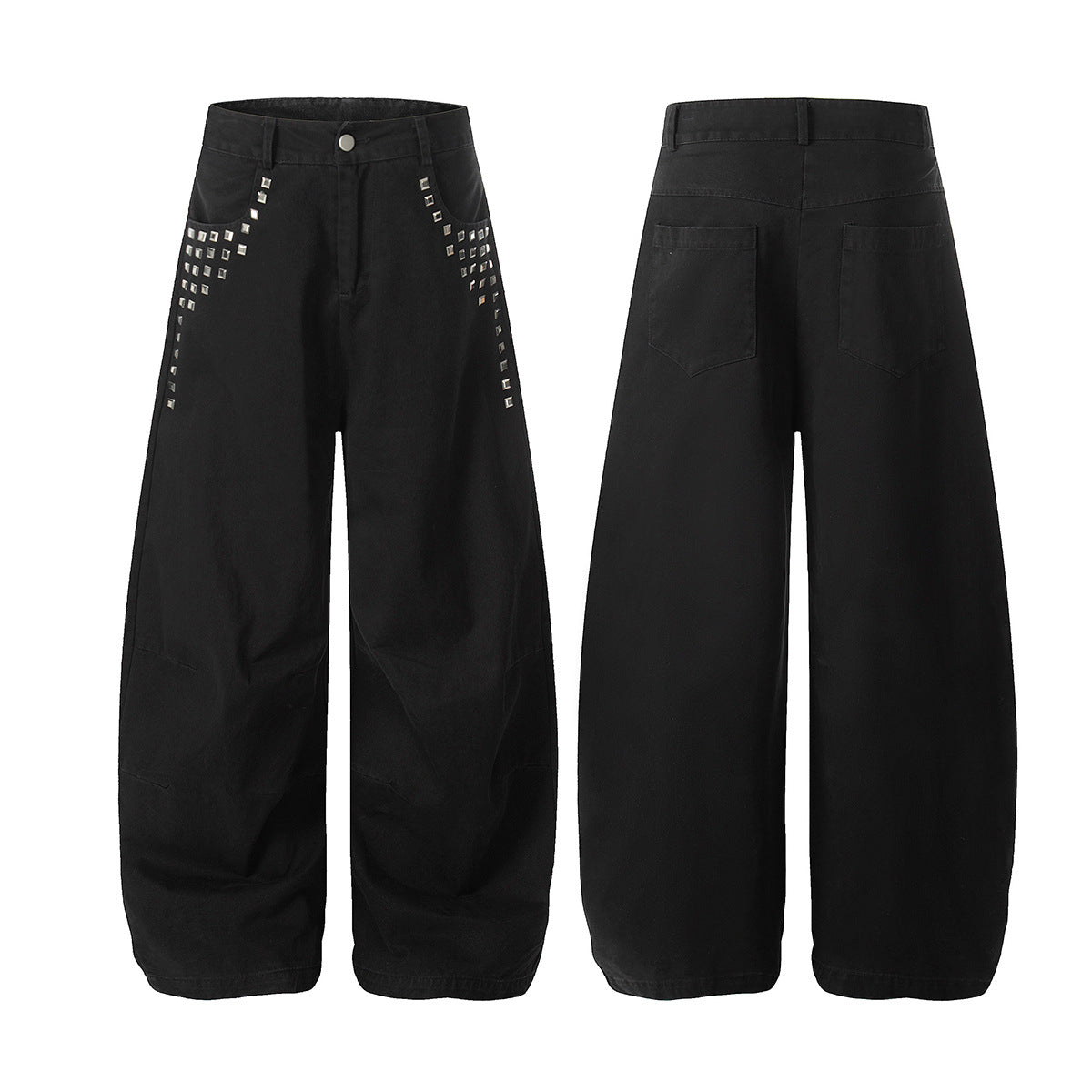 Rhinestone Curved Wide Leg Pants WN25570