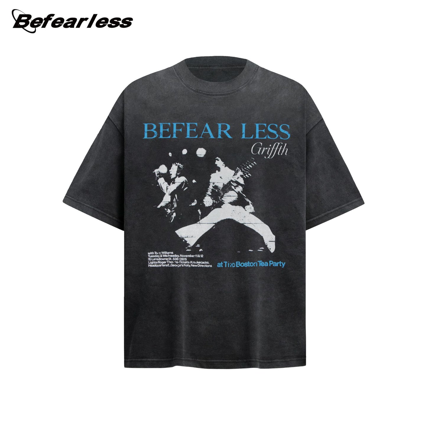 Washed Rock Band Print Boxy Oversize Short Sleeve T-Shirt WN26410