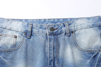 Washed Damage Wide Leg Flare Denim Jeans WN25862