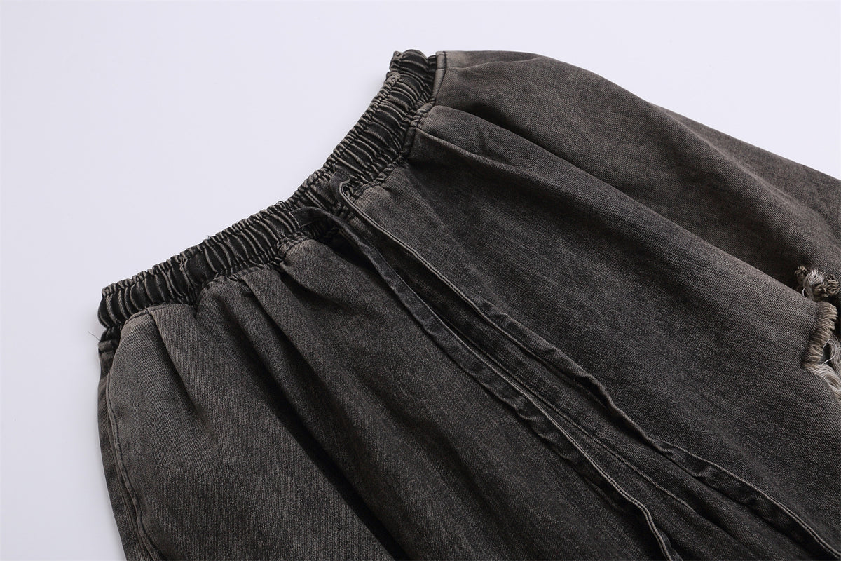 Damage Raw Hem Denim Half Jeans WN26784