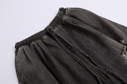 Damage Raw Hem Denim Half Jeans WN26784