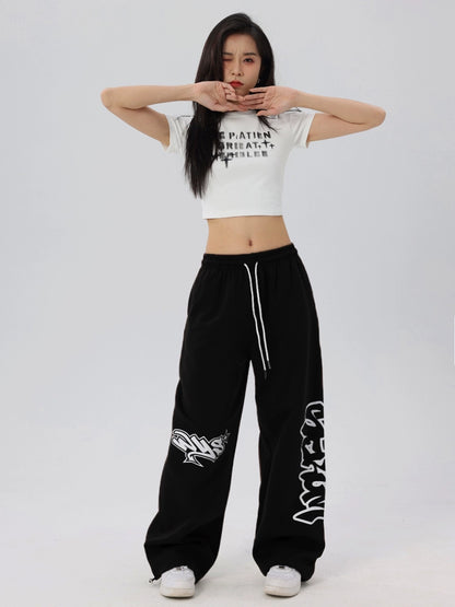 Graphic Letter Design Wide Leg SSweatpants WN17202