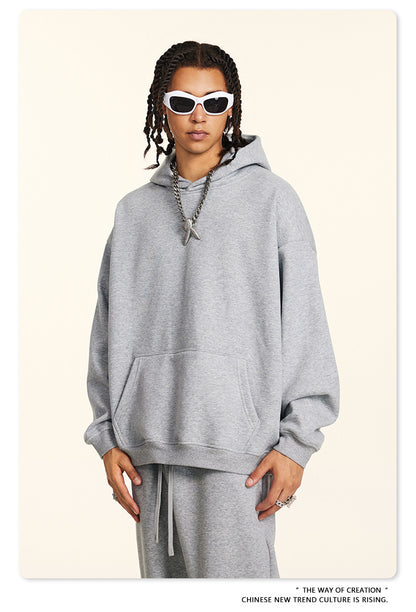Heavyweight Fleece Lining Pullover Hoodie & Zipper Sweatshirt & Sweatpants Setup WN9937