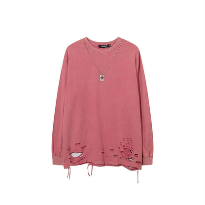 Oversize Damage Chain Attached Long-sleeve T-shirt WN5513