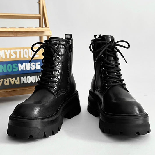 Chunky Lug Sole Platform Lace-Up Zipper Boots WN24547