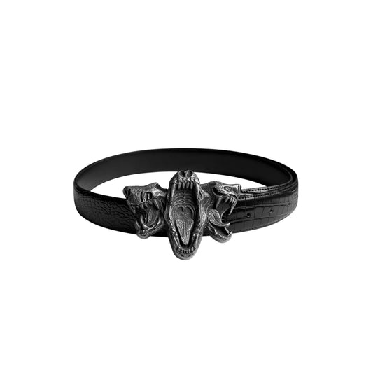 Three-Head Beast Skeleton Crocodile-Embossed Belt WN27053