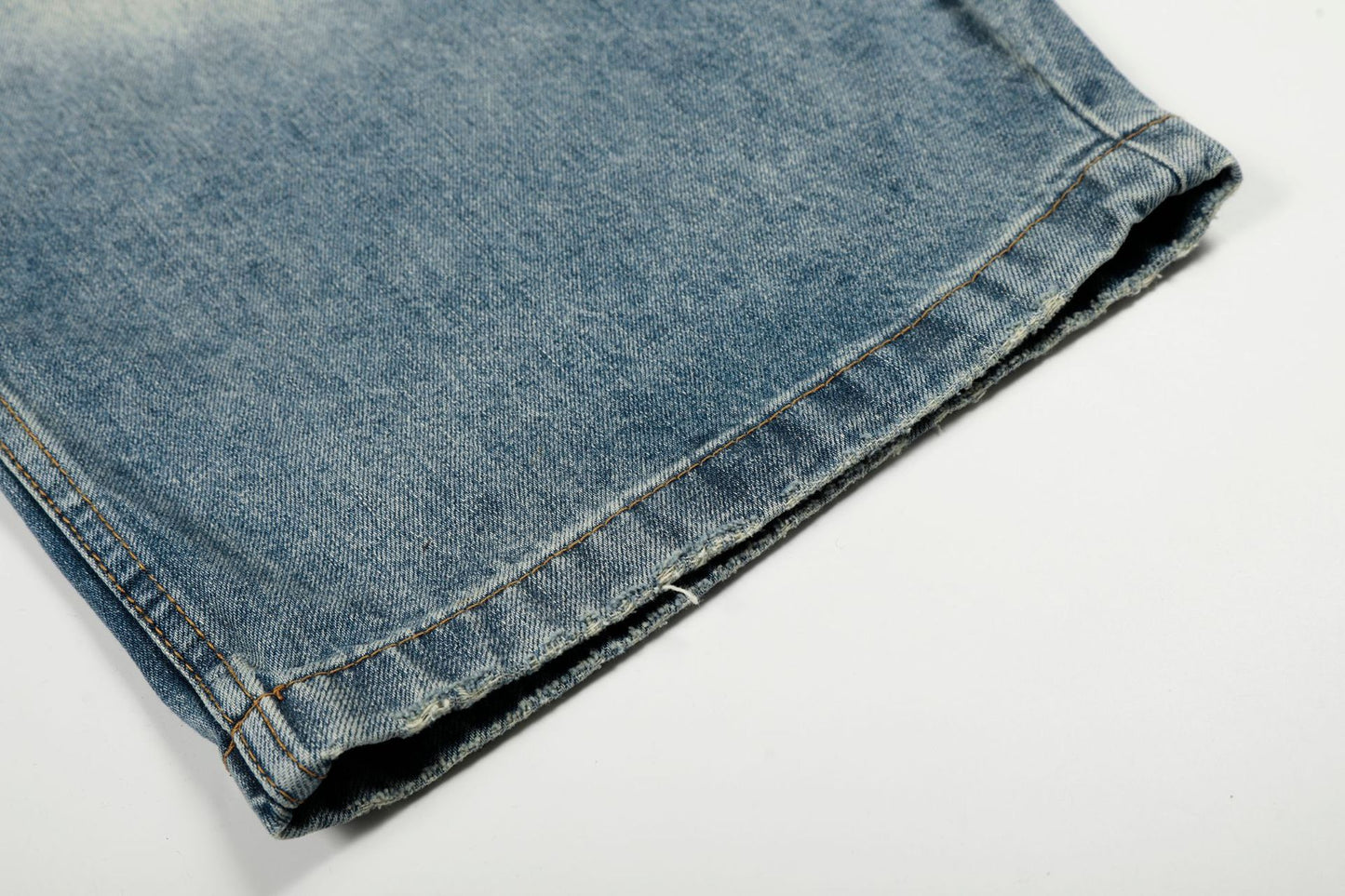 Washed Whisker Curved Denim Jeans WN25970