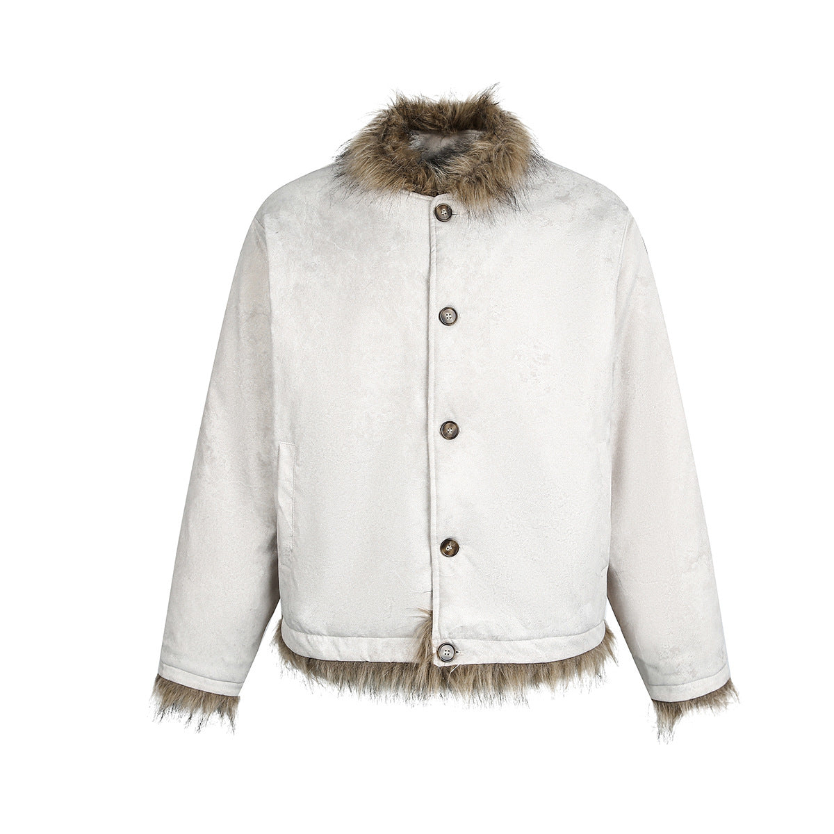 Front Button Fake Fur Collar Puffer Jacket WN21905