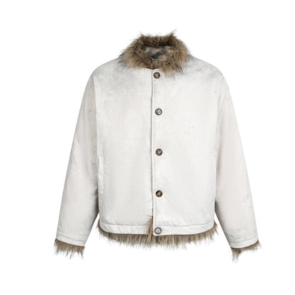 Front Button Fake Fur Collar Puffer Jacket WN21905