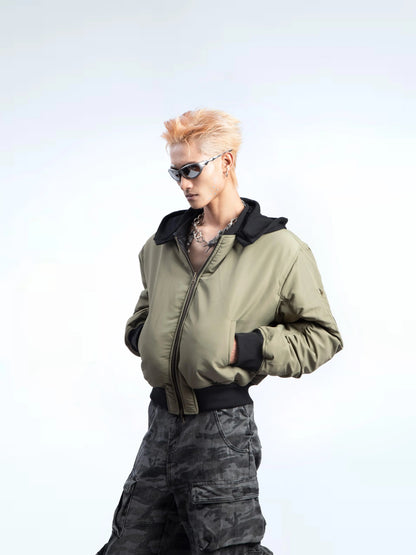 Fake Layered Reversible Hooded PU Leather Jacket WN20633