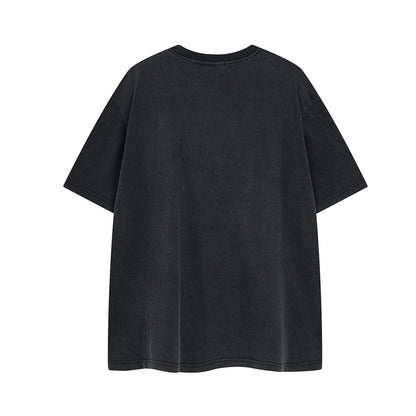 Washed Graphic Car Print Short Sleeve T-Shirt WN25775