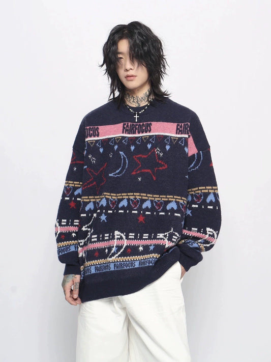 Jacquard Oversize Knit Sweater WN13150