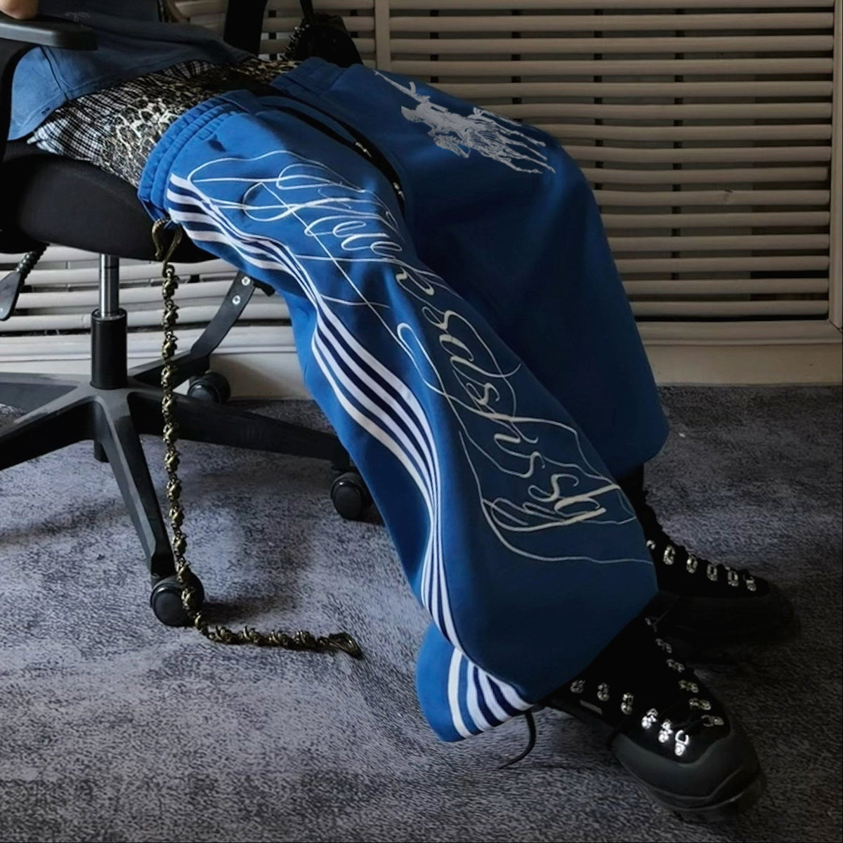 Leopard Double Waist Rider Script Print Wide Leg Pants WN27389